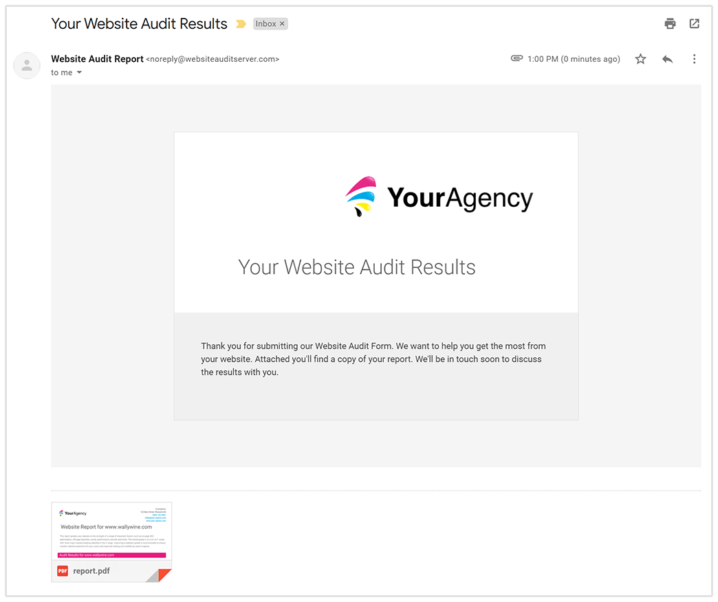 email notification SEOptimer
